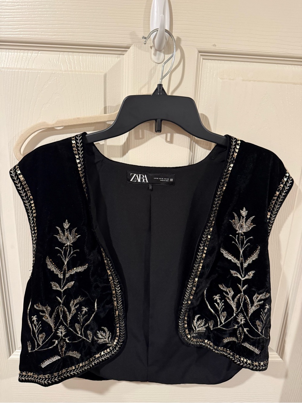 Zara Black Embroidered Vest